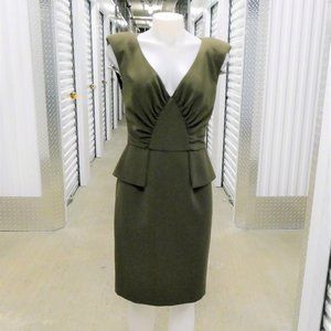 ABS Olive Green Padded & Peplum Dress size 6